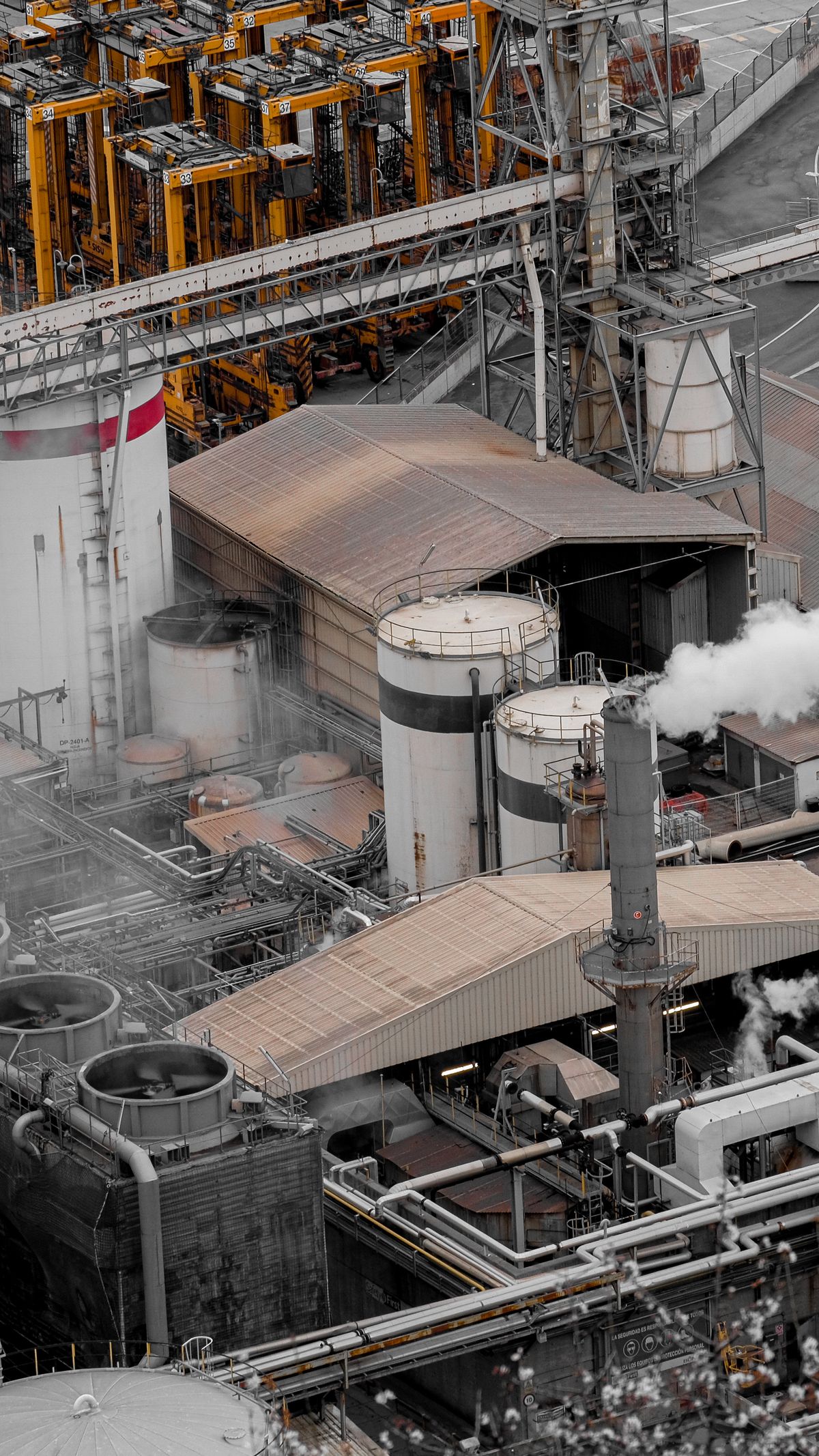 Aerial view of industrial processing plant (representative image)
