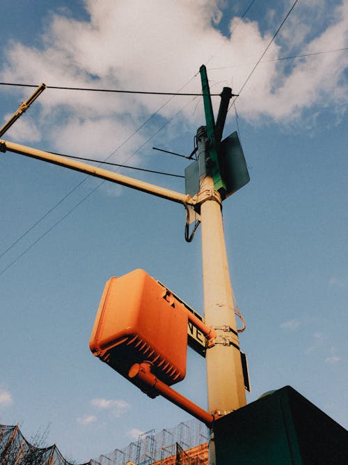 Orange Traffic Light Pole