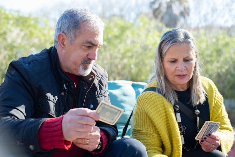 Elderly Couple Playing Card Game