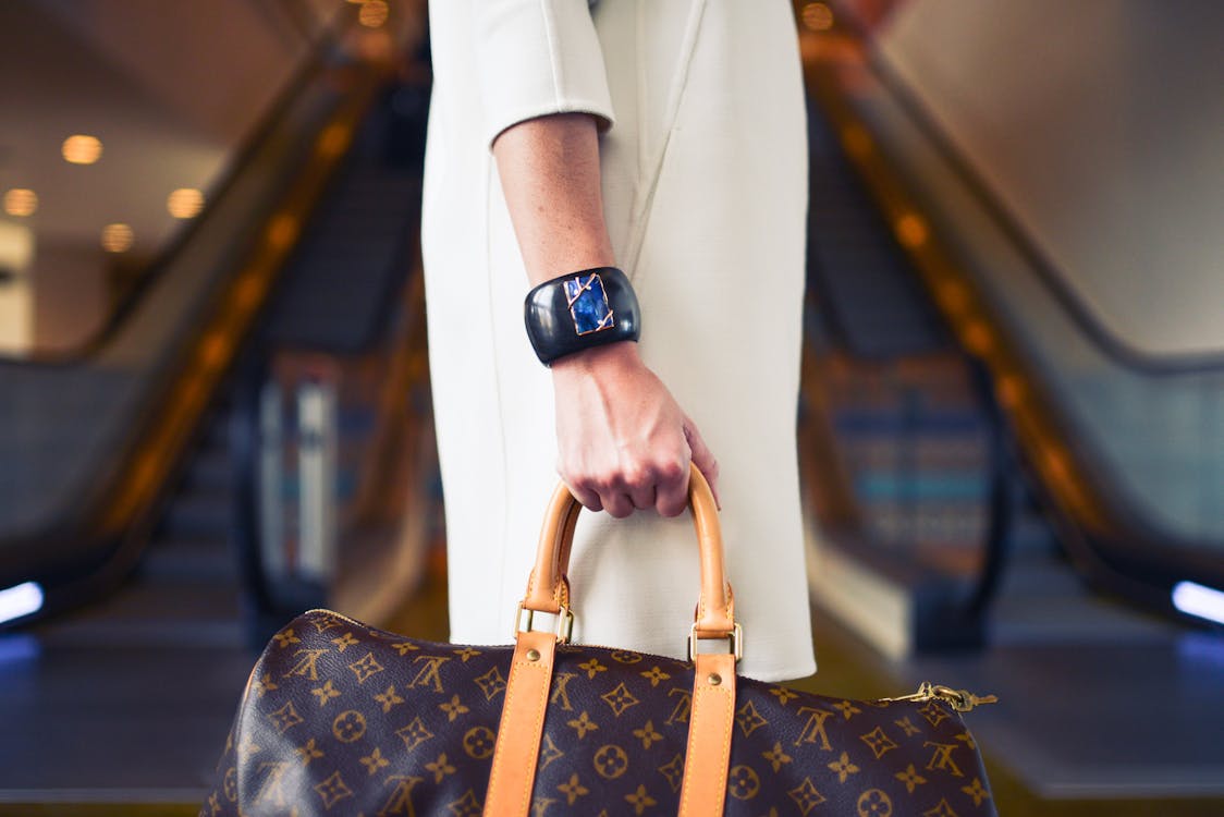 Free Person Carrying Monogrammed Louis Vuitton Handba Stock Photo