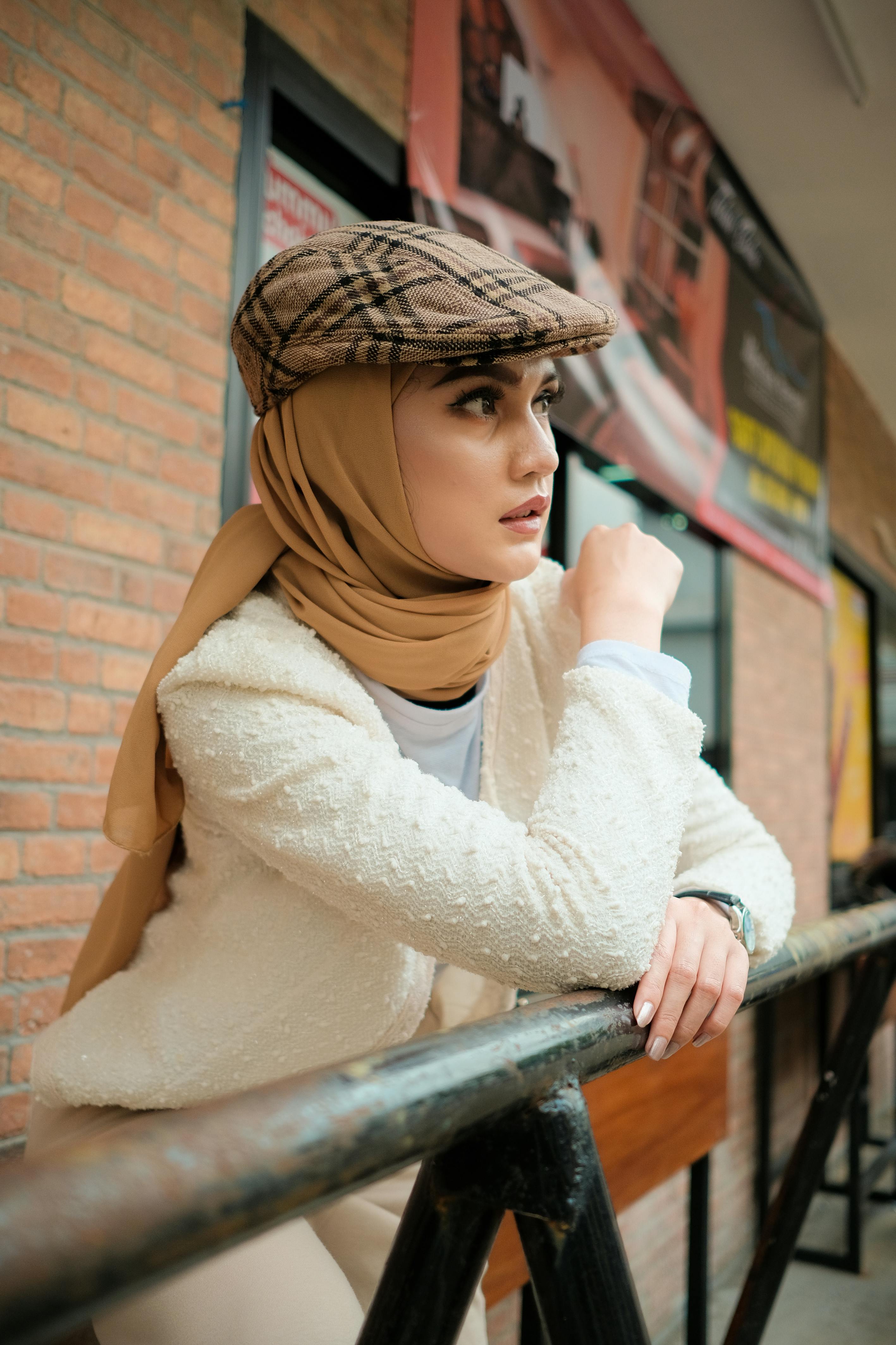 modern hijab with cap