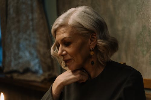 Elderly Woman wearing Earring