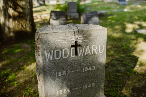 A Cross Necklace on a Gravestone