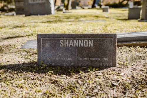 Free Gravestone marked 'Shannon' in sunlit cemetery grounds, capturing historical significance. Stock Photo