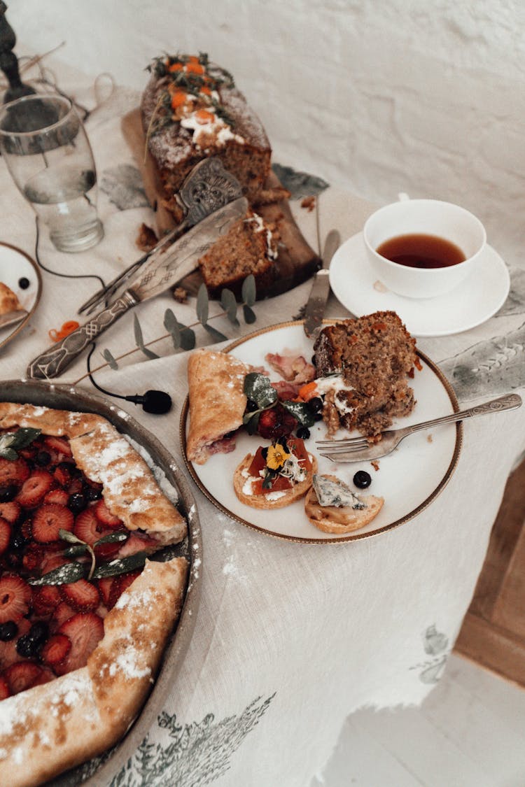 Delicious Berry Pie And Toast Pieces On Plate At Home