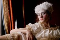 Woman With White Hair and Full Makeup