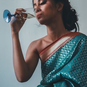 Close-up of zari weaving