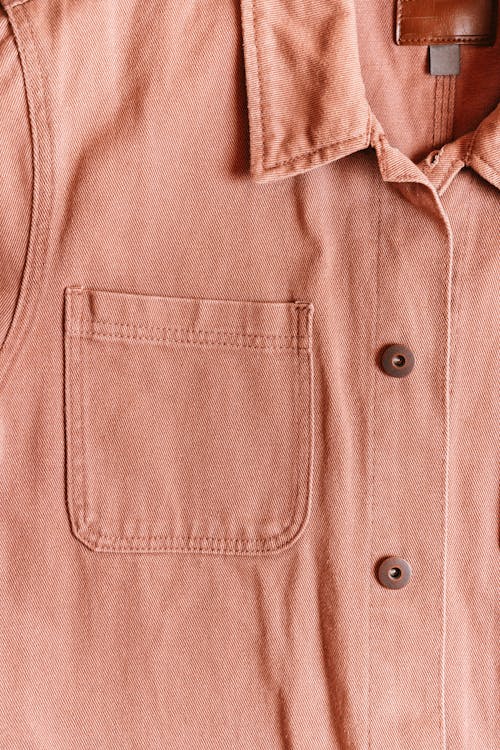 Light Coral Shirt with Pocket in Close Up Photography