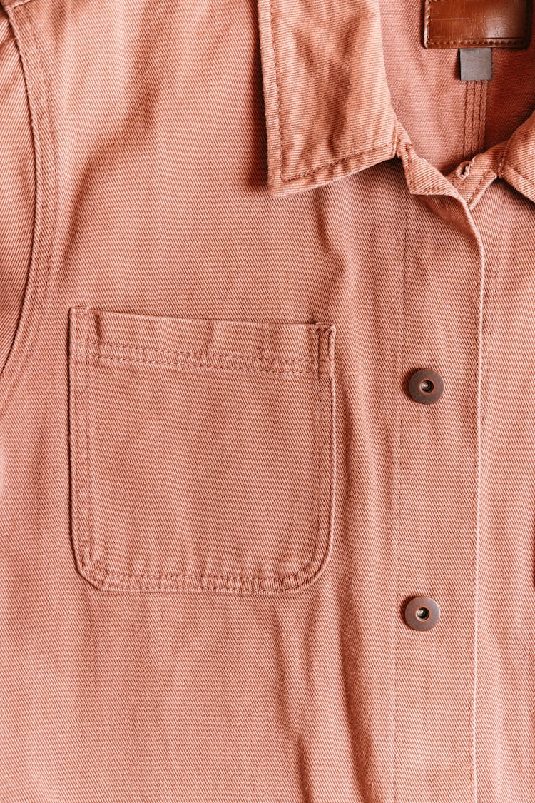 Light Coral Shirt With Pocket In Close Up Photography