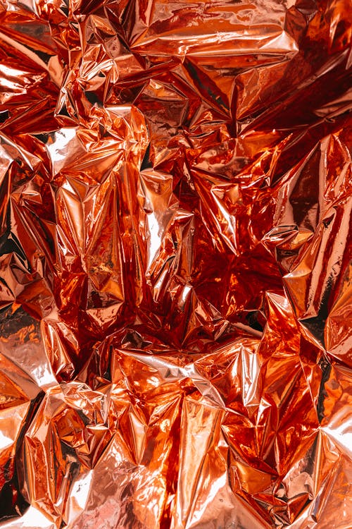Close-up of a Wrinkled Red Foil 