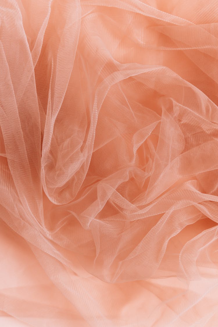 Full Shot Of Salmon Tulle Fabric