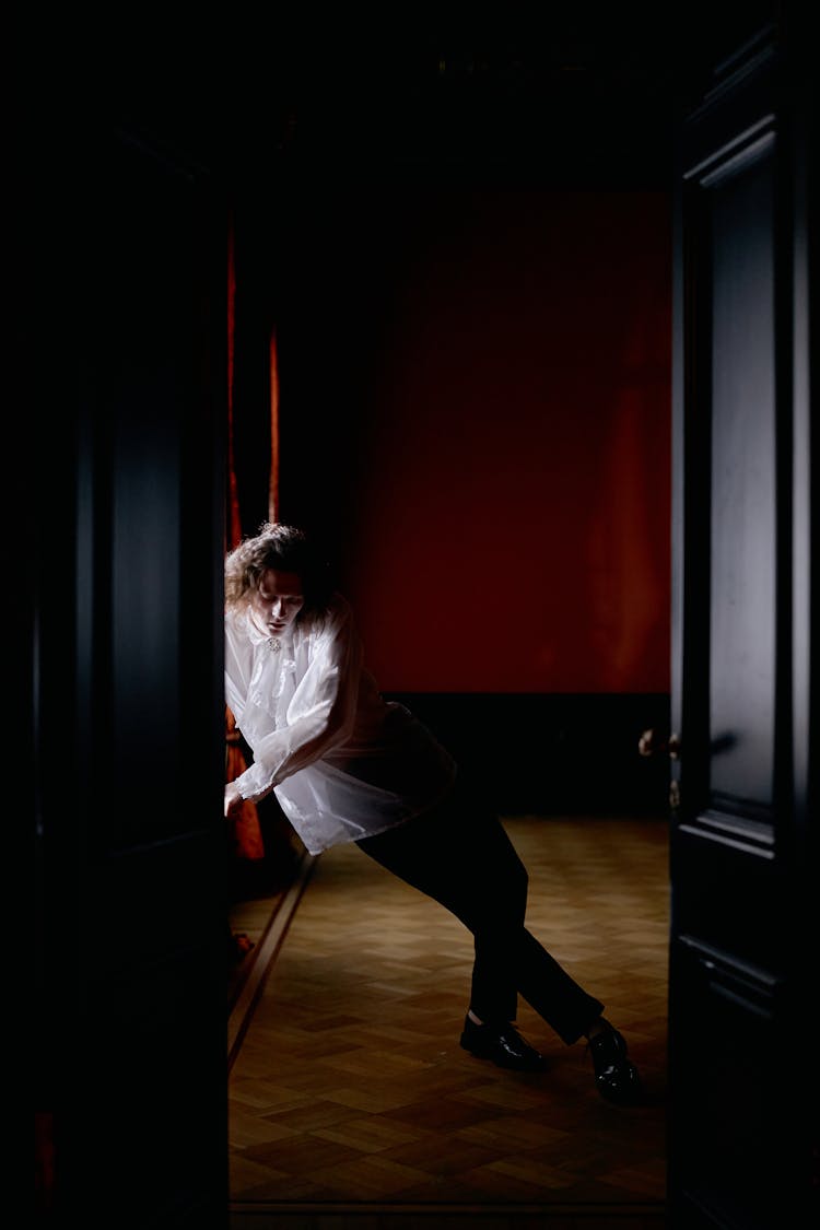 Man In White Frill Shirt Dancing