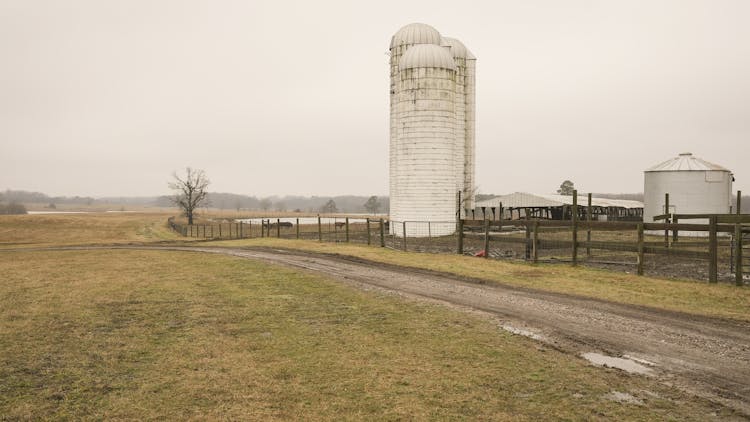 A Silo On A Farm