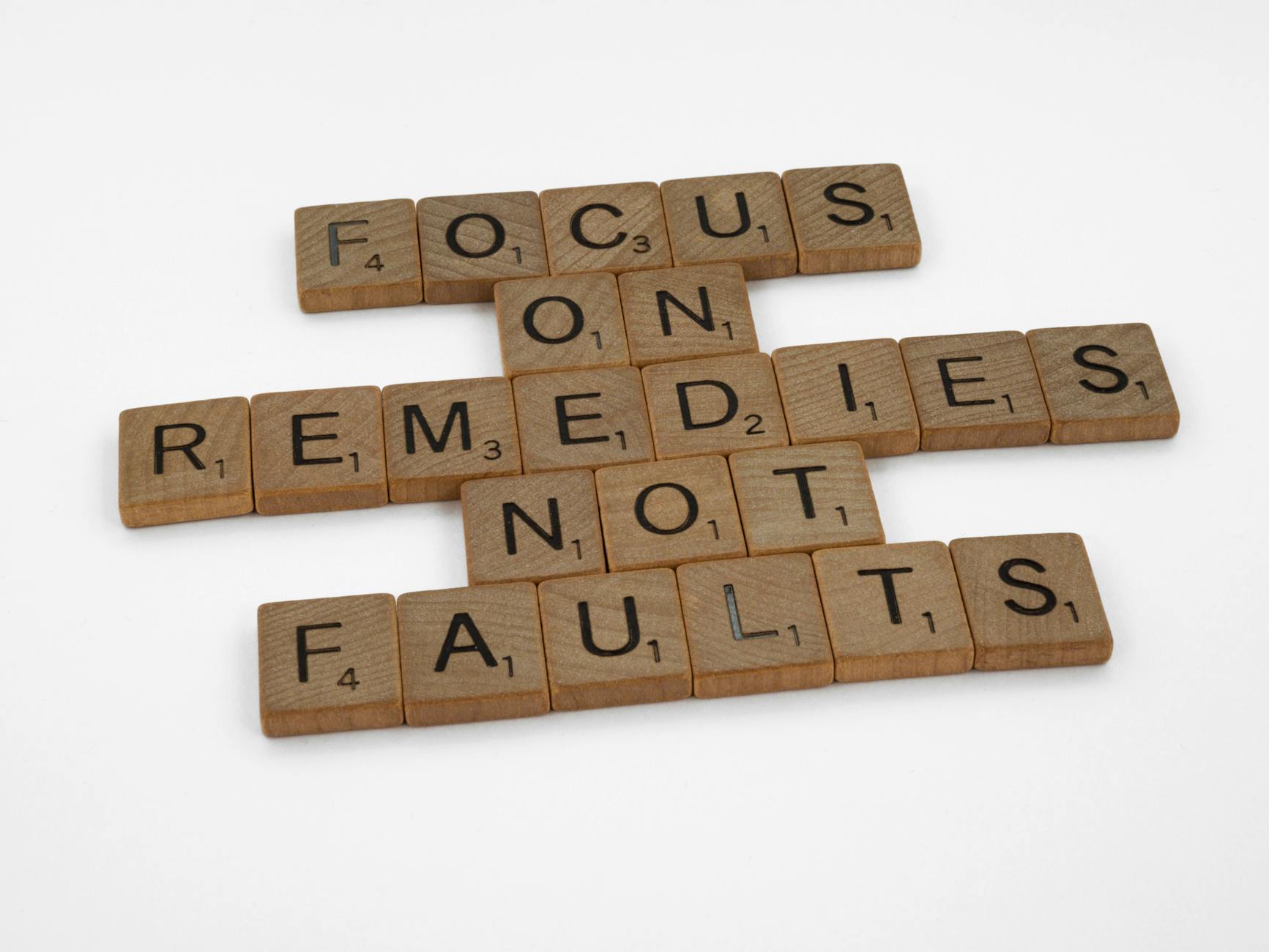 Brown Letter Tiles on White Surface