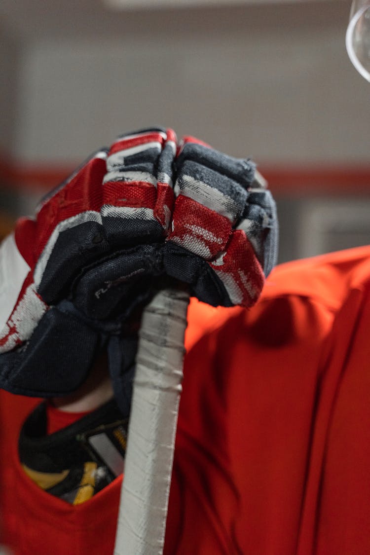 Close Up Photo Of Hand With Hockey Gloves