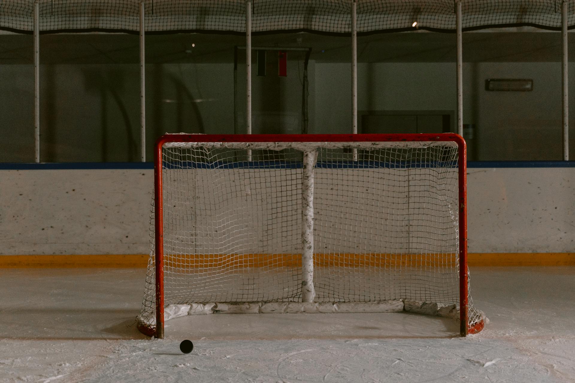 Metal Bar with Net on the Ice Surface