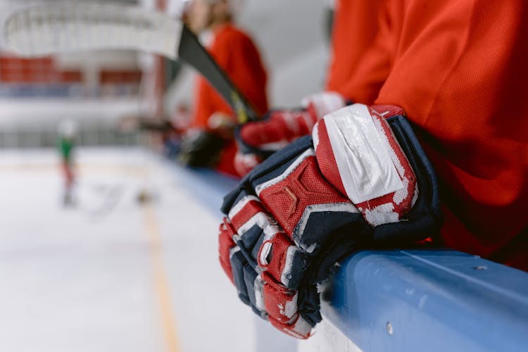 Person Wearing Hockey Gloves