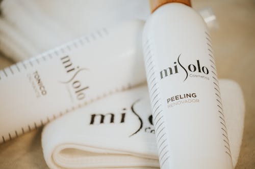 Close-up of Bottles of Misolo Cosmetics Products 