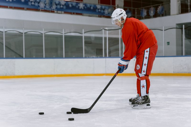 Ironvale player practicing puck control on the rink