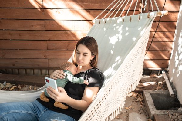 Mom feeding baby