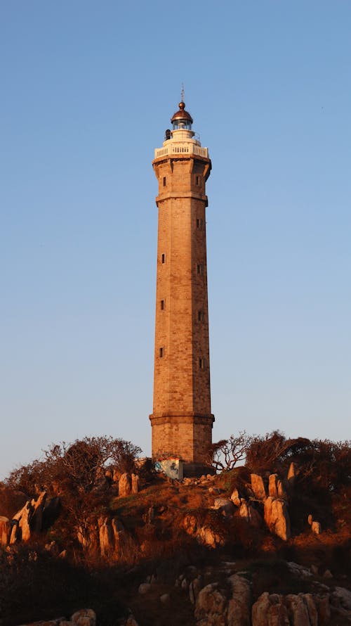 Minaret on Blue Sky Background