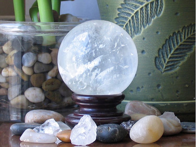 Decorative Stones And Minerals On Table