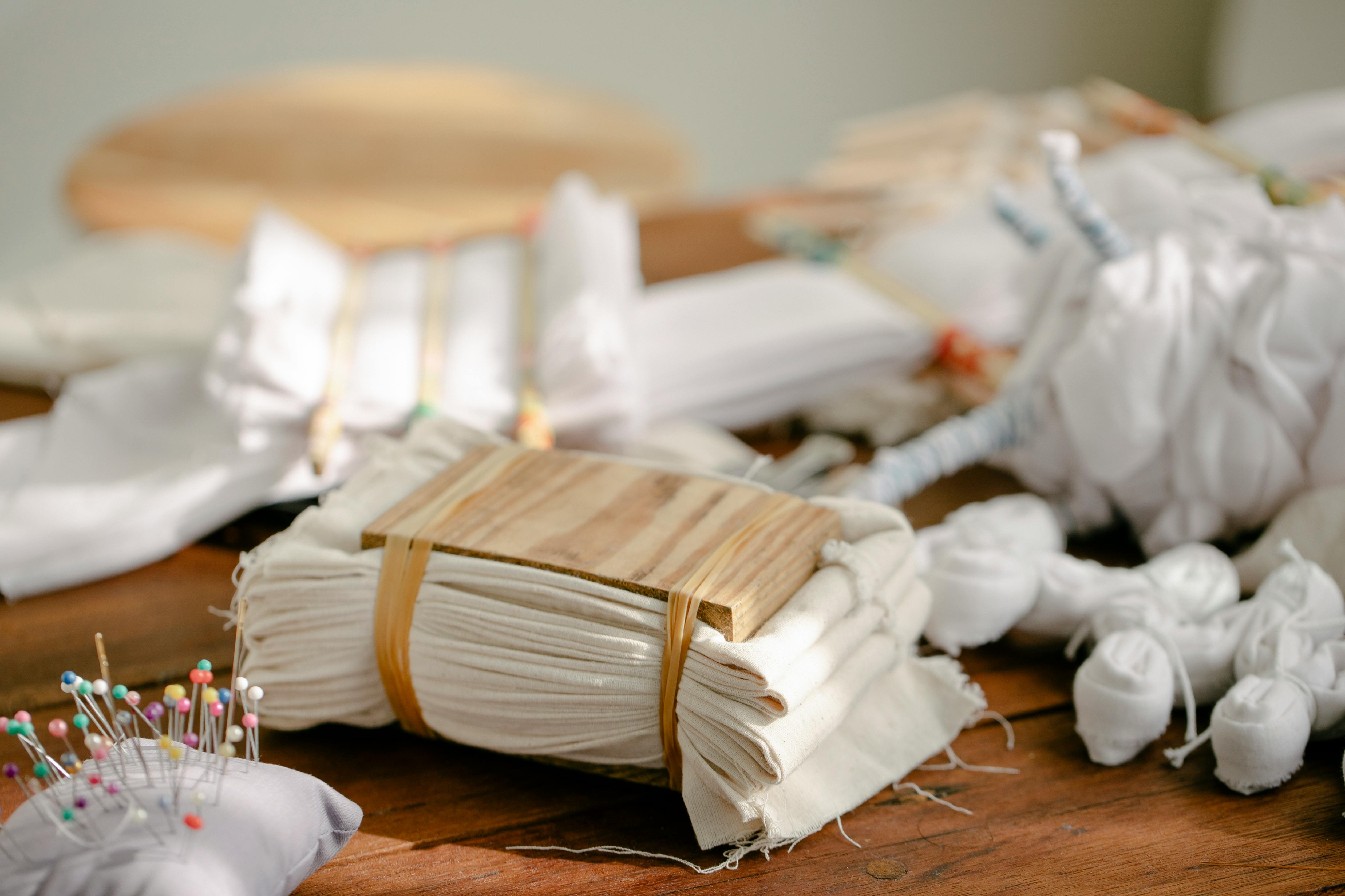 various white textile in studio