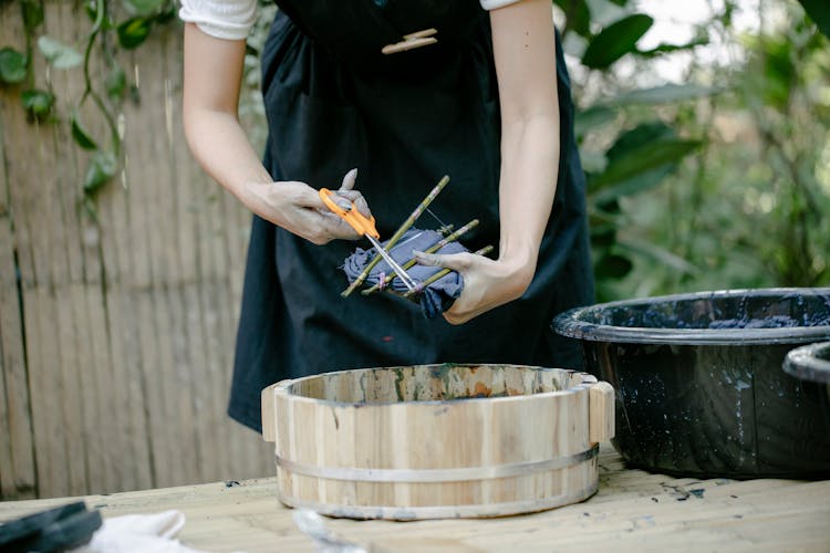 Close-up Of Woman Working In Garden