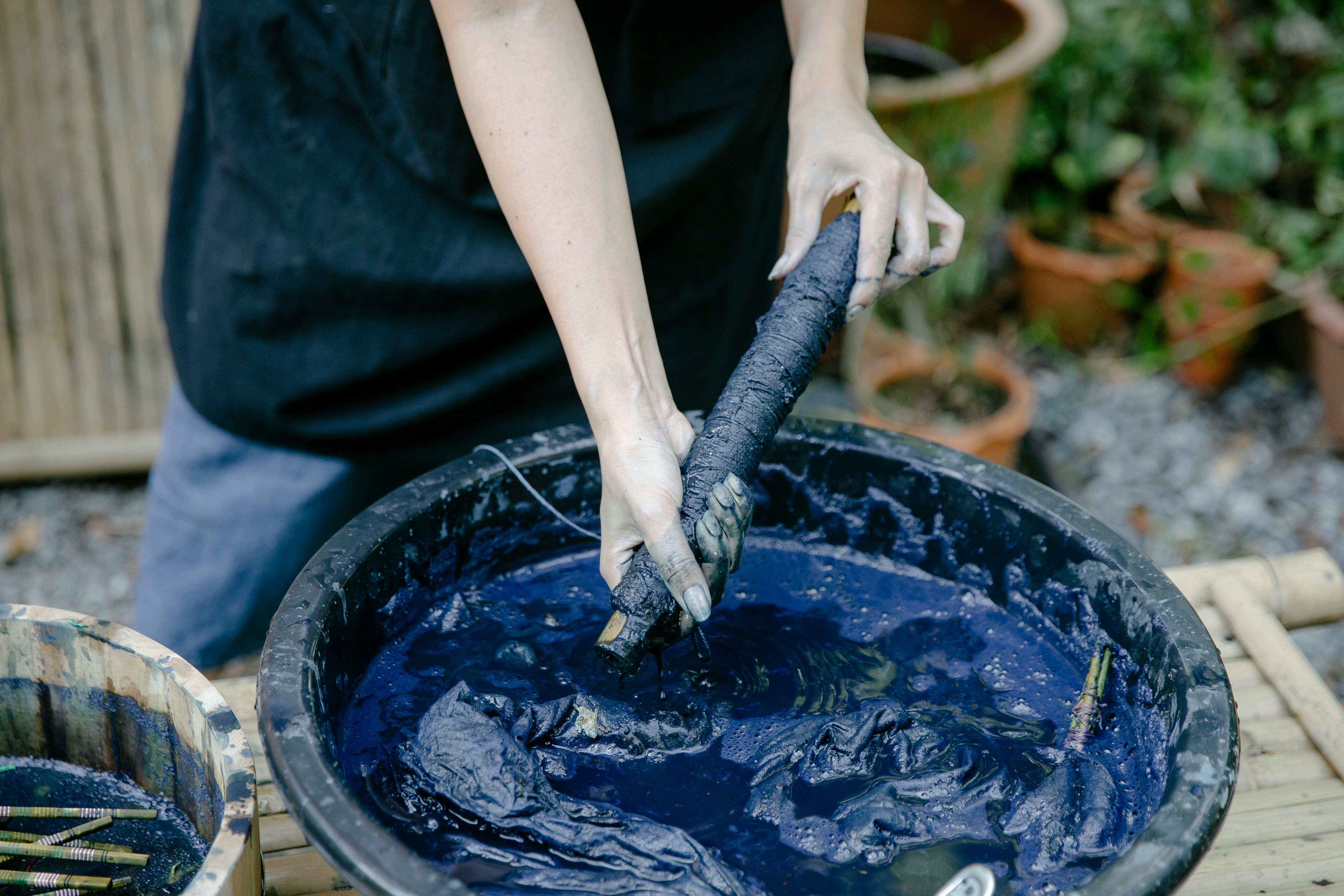 Indigo vats in a denim dyehouse