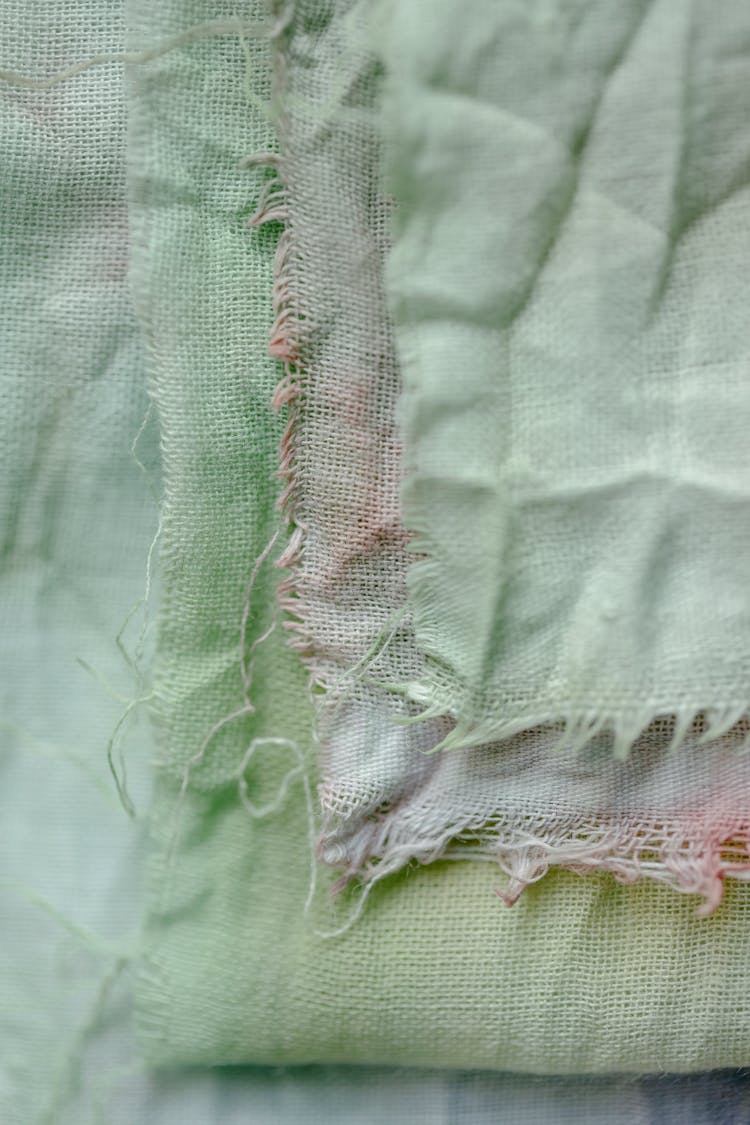 Crumpled Painted Fabric In Sewing Workshop