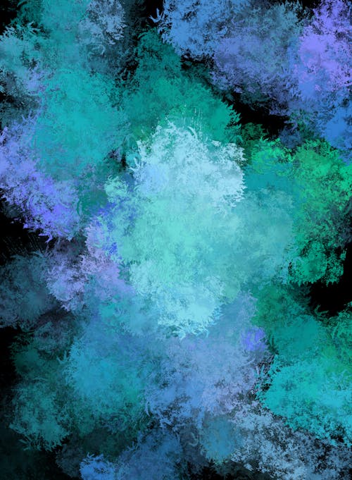 Blue Green and Purple Abstract Painting