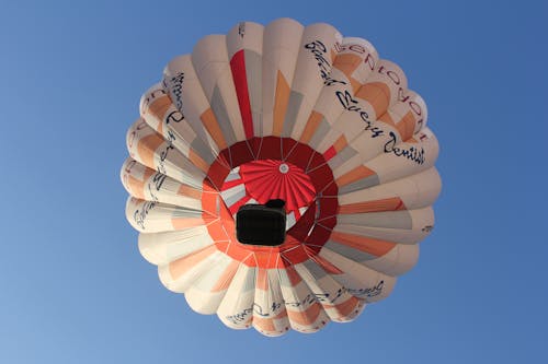 A Hot Air Balloon Across the Blue Sky 