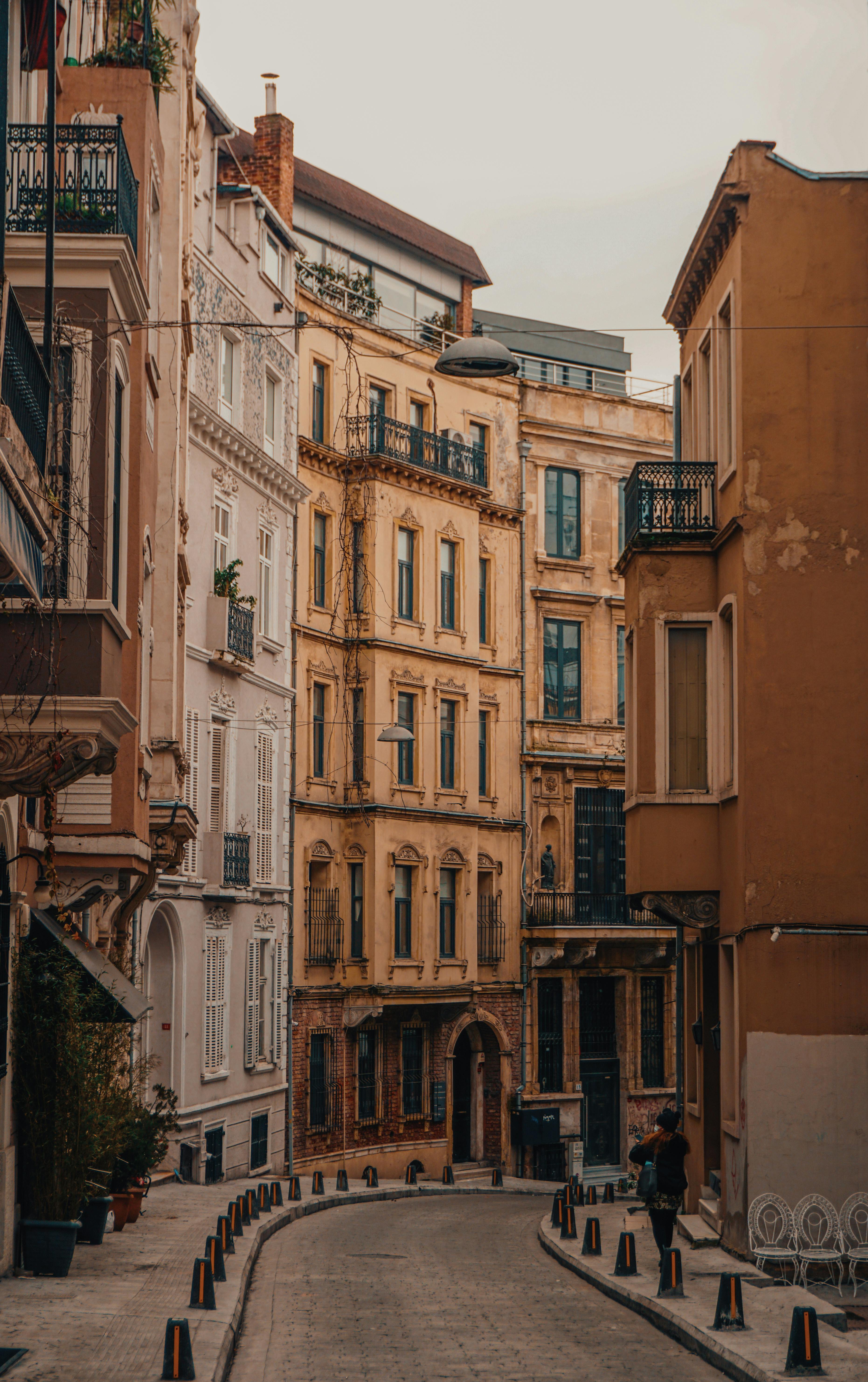 Explore the narrow, historic streets of Istanbul with beautiful architecture and urban charm.