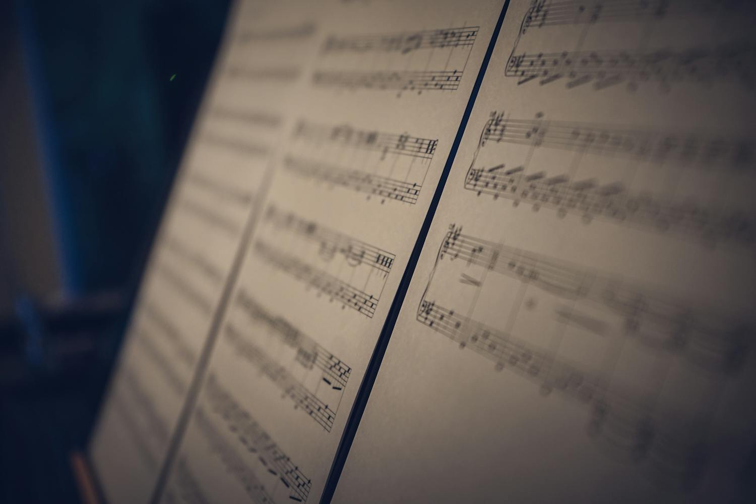 Musical sheet music in soft focus