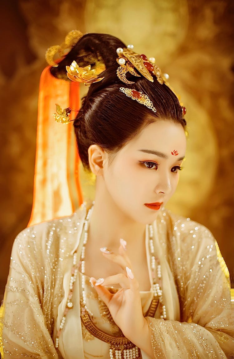 Portrait Of Asian Woman Wearing Traditional Costume 