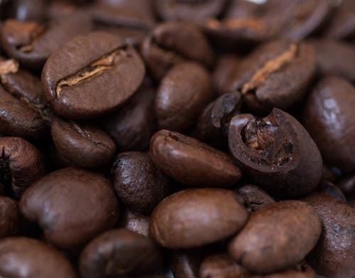 Free Close-Up Shot of Roasted Arabica Coffee Beans Stock Photo
