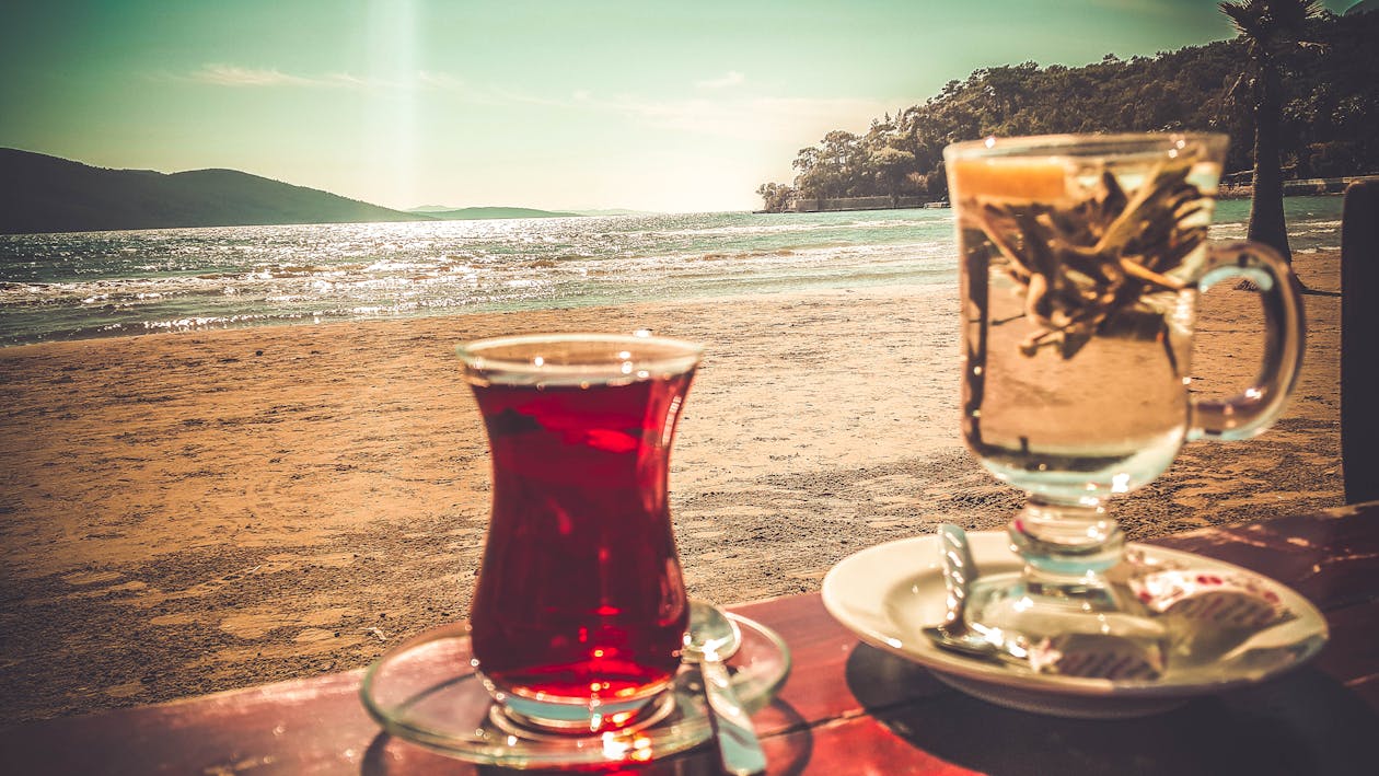 Free Clear Turkish Glass on Saucer Stock Photo