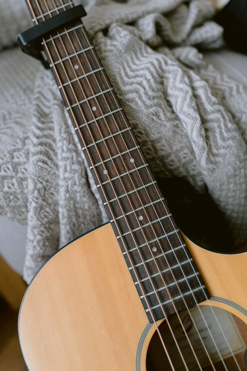 Close-Up Shot of an Acoustic Guitar 
