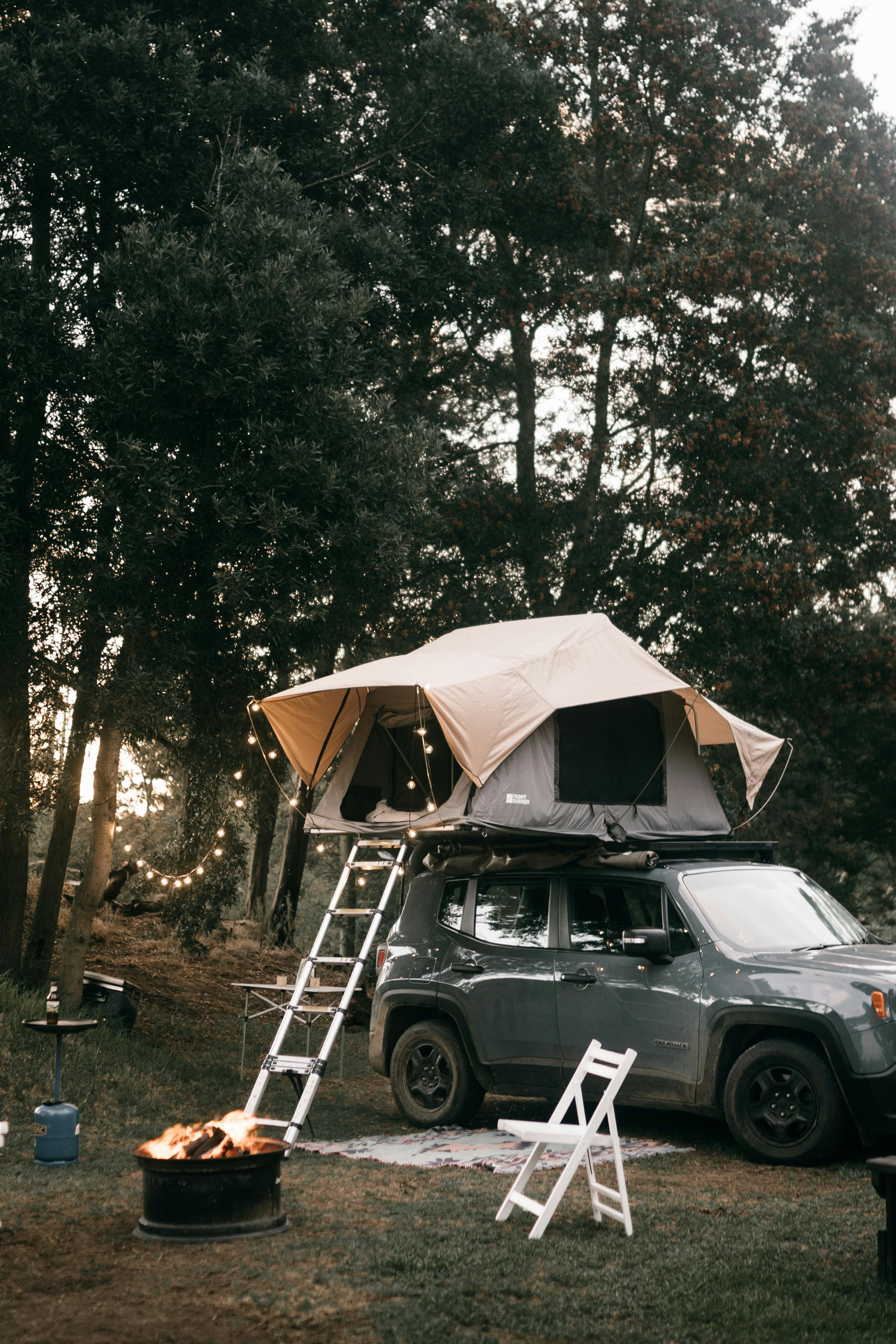 a car with a tent on top