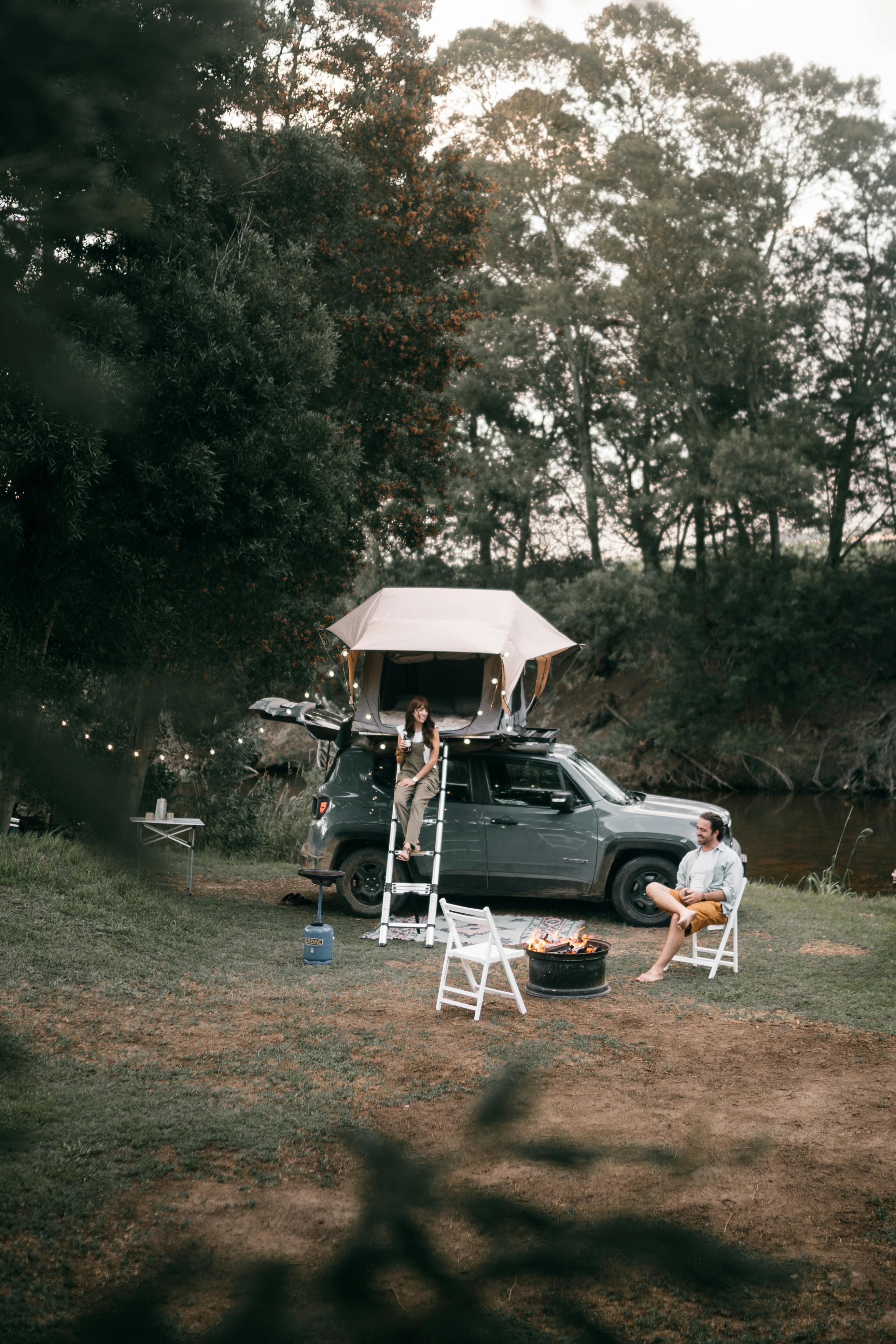 photo of a couple camping