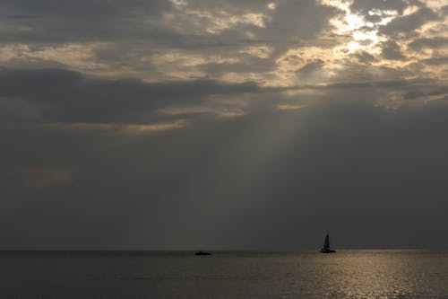 Free stock photo of above sea, boat, creative evening