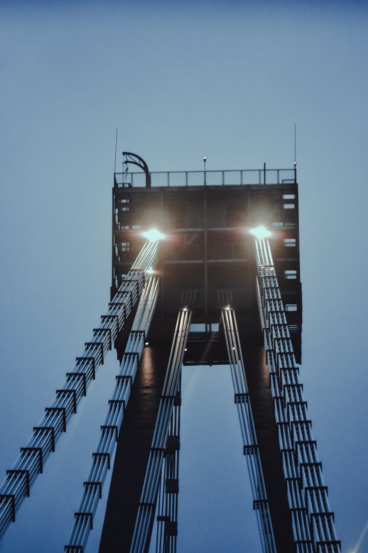 Tall Metal Construction With Lights