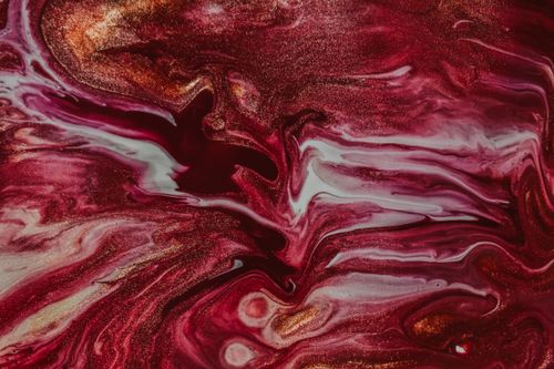 Free Overhead view of backdrop representing abstract gouache painting with curved brown and pink fluids Stock Photo