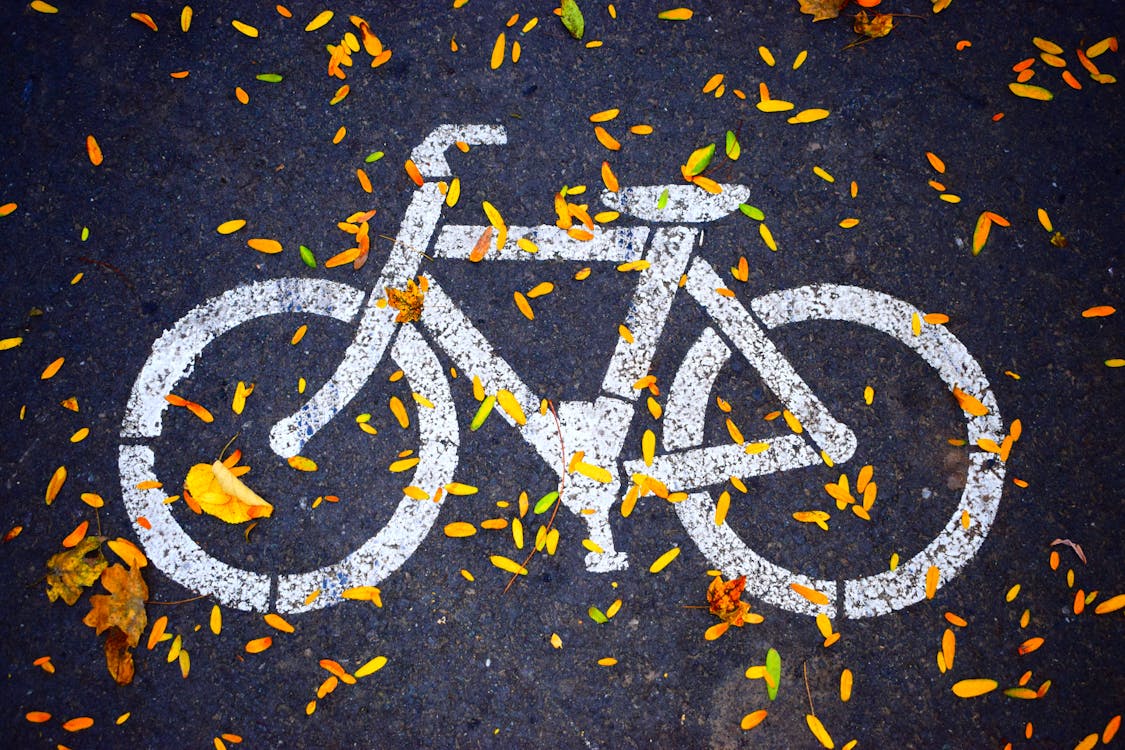 White Bicycle Road Sign, bike trail, 