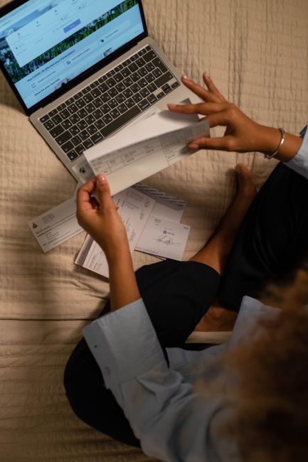 office worker paycheck payslip desk