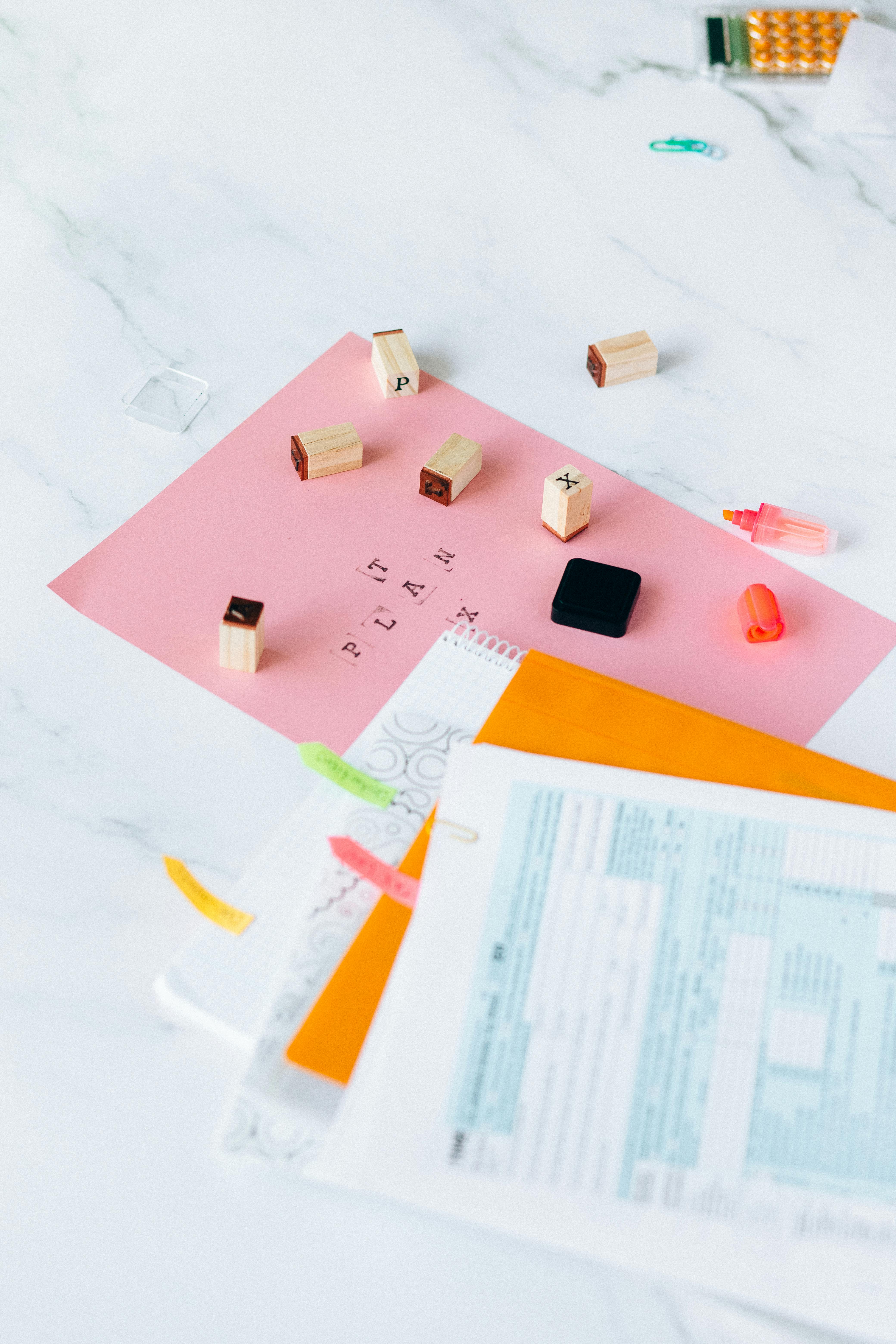 tax return form and notebooks on the table