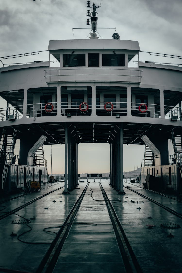 Modern Ferry Ship In Port