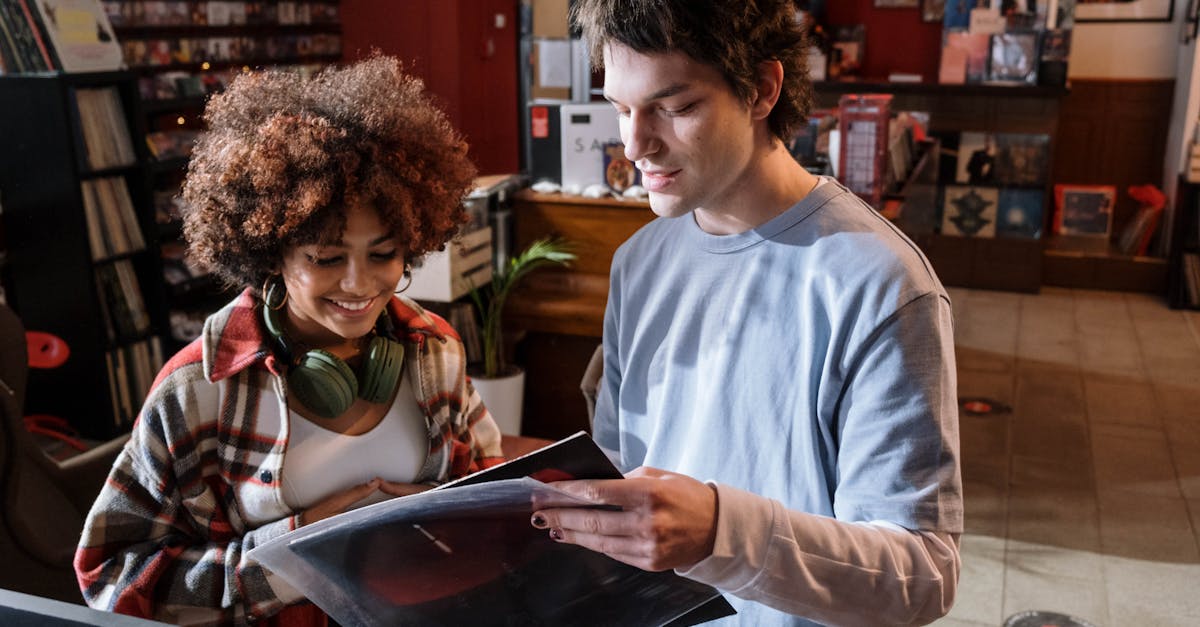 A diverse group of Gen Z shoppers flipping through vinyl records in a modern record store