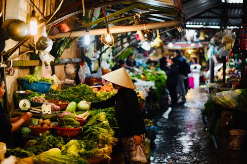 Free Person at a Vegetable Market Stock Photo