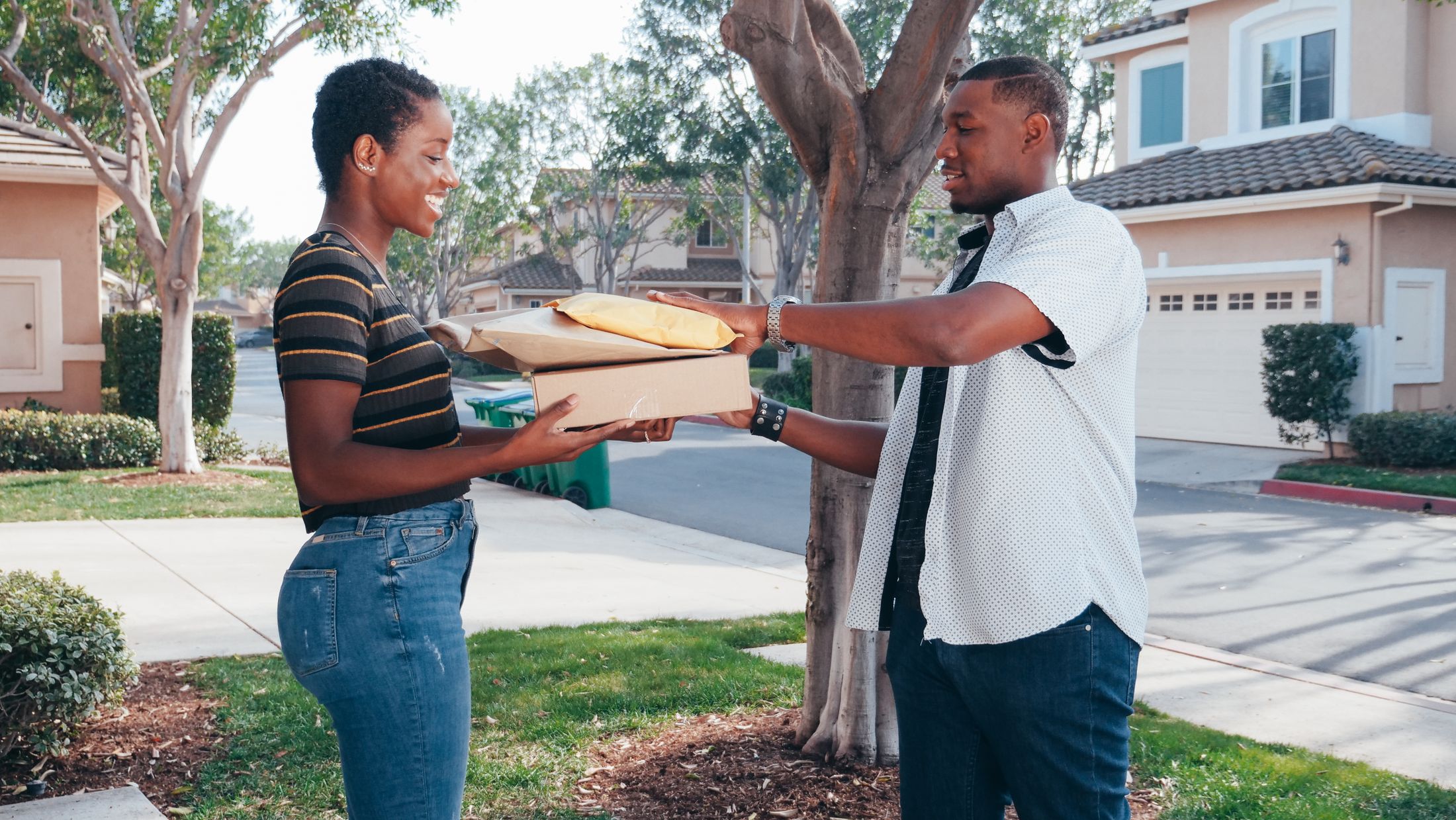 Package being delivered to a home